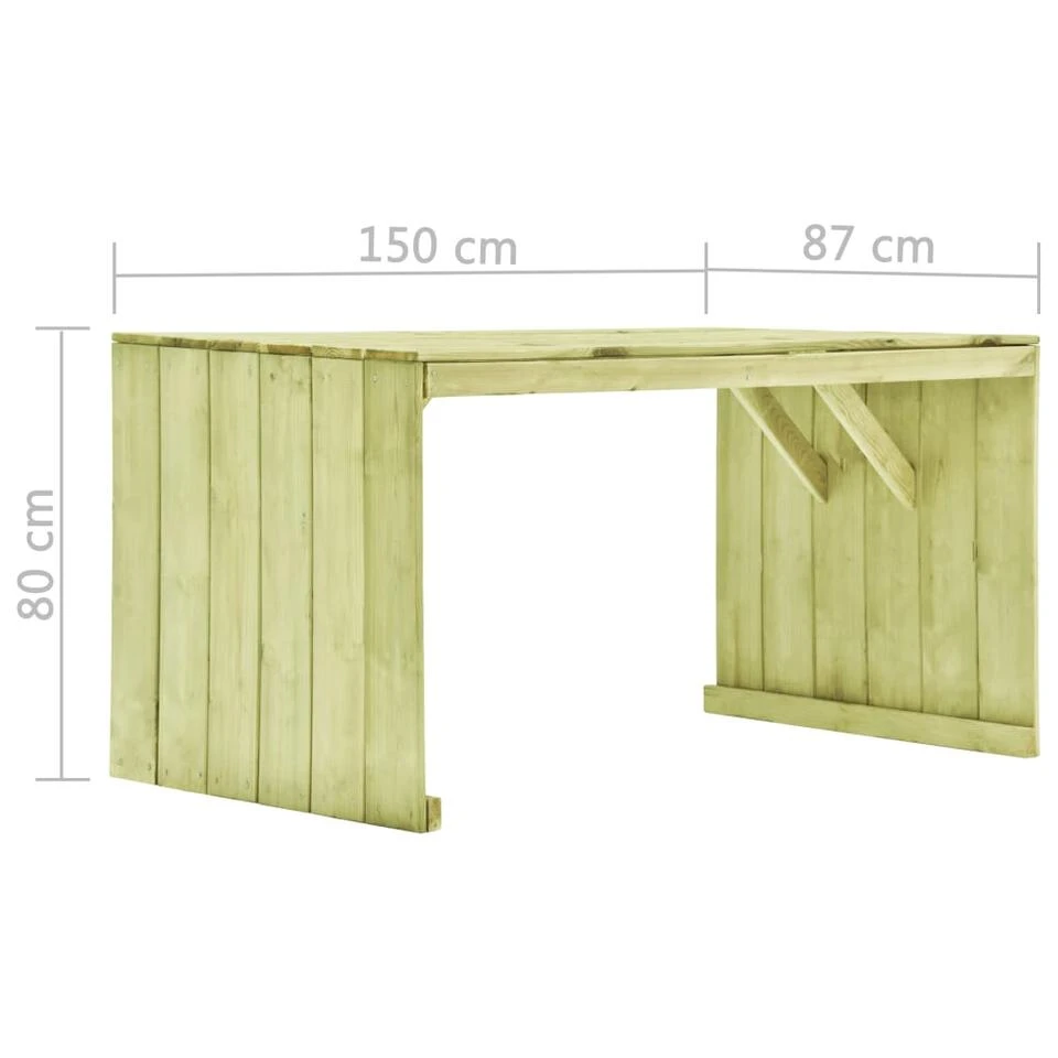 VidaXL Tuintafel 150x87x80 Cm Geïmpregneerd Grenenhout - Image 4
