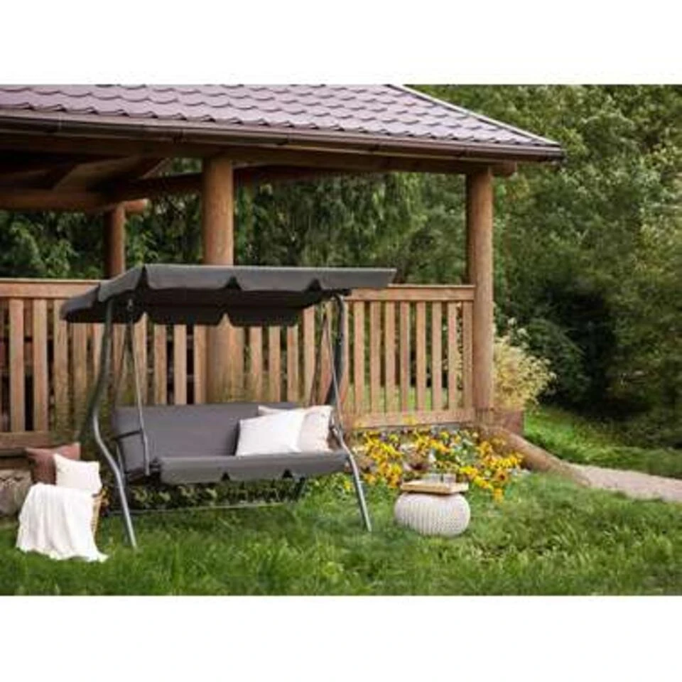 Beliani Schommelbank CHAPLIN - Grijs Polyester - Image 2