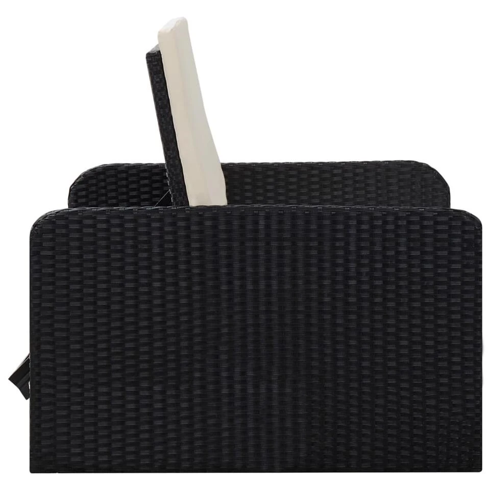 VidaXL 2-delige Loungeset Met Kussens Poly Rattan Zwart - Afbeelding 4