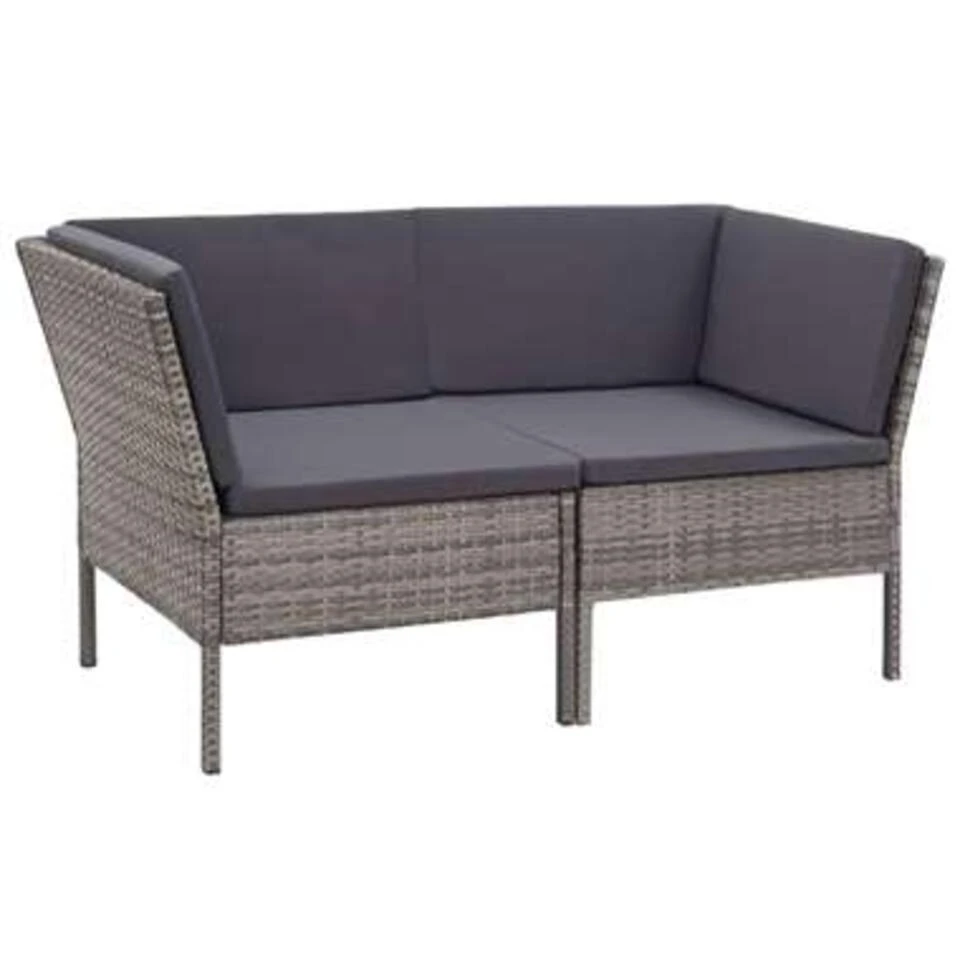VidaXL 6-delige Loungeset Met Kussens Poly Rattan Grijs 57x69x67 Cm - Image 4