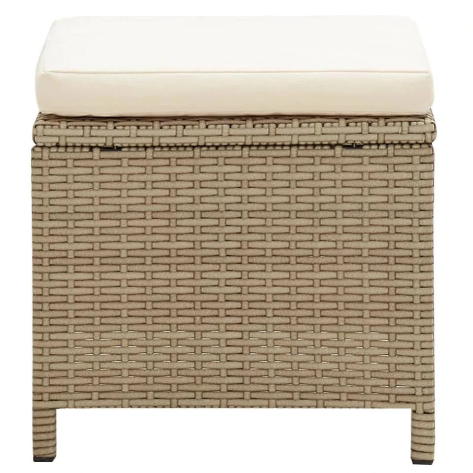 VidaXL Tuinkrukken 2 St Met Kussens Poly Rattan Beige - Image 3
