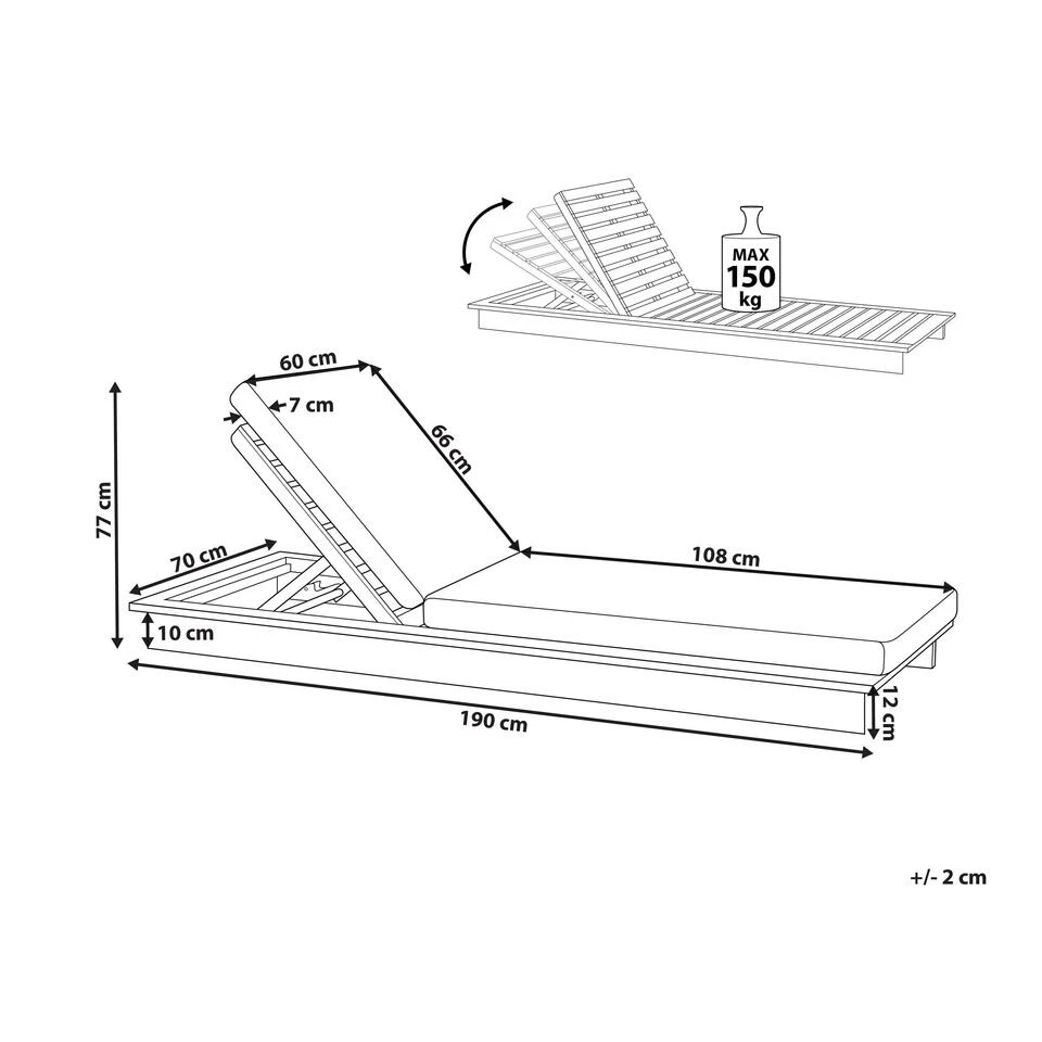 Beliani Tuinligstoel GRANARI - Lichte Houtkleur Acaciahout - Image 3