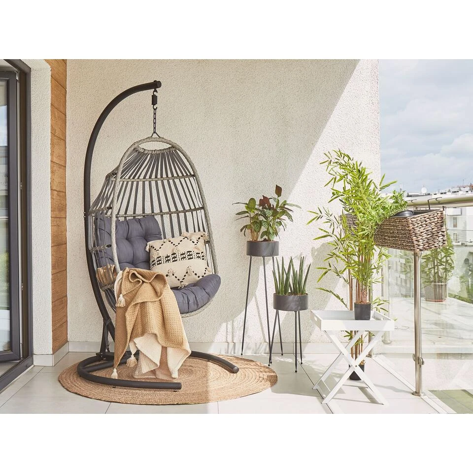 Beliani Hangstoel SESIA - Grijs Polyester, Pe Rotan - Image 3