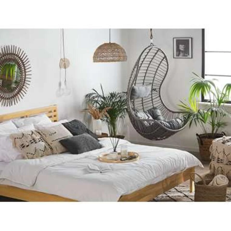 Beliani Hangstoel PINETO - Grijs Pe Rotan - Image 3