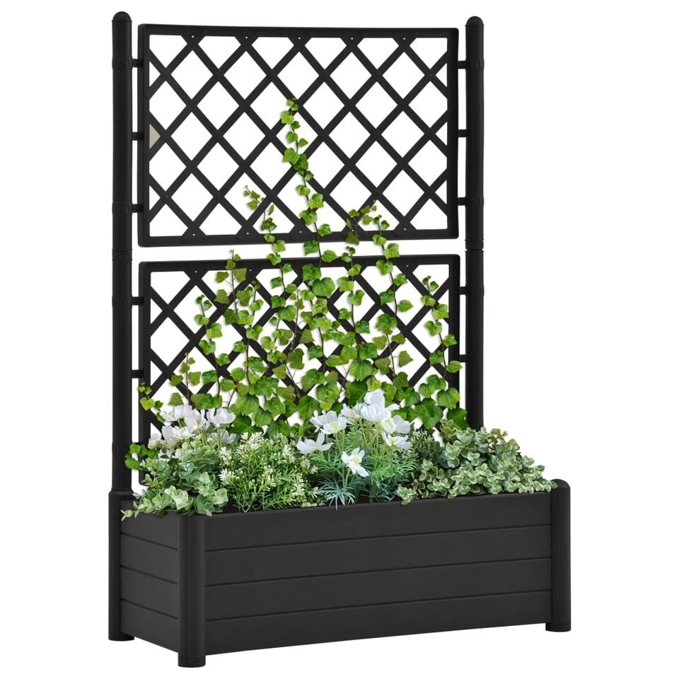 VidaXL Plantenbak Met Latwerk 100x43x142 Cm PP Antraciet - Afbeelding 2