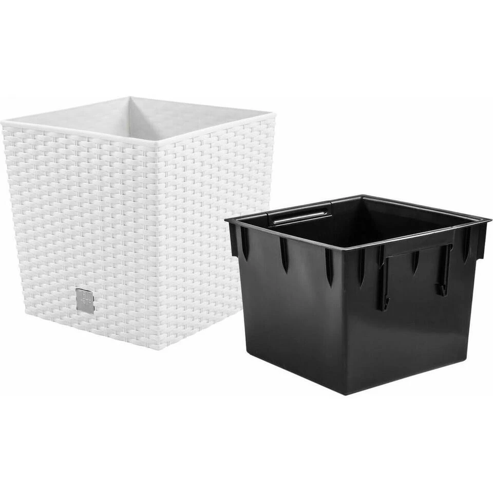 Prosperplast Plantenbak Rato - Wit - Rotan - Kunststof - 20 Cm - Image 3