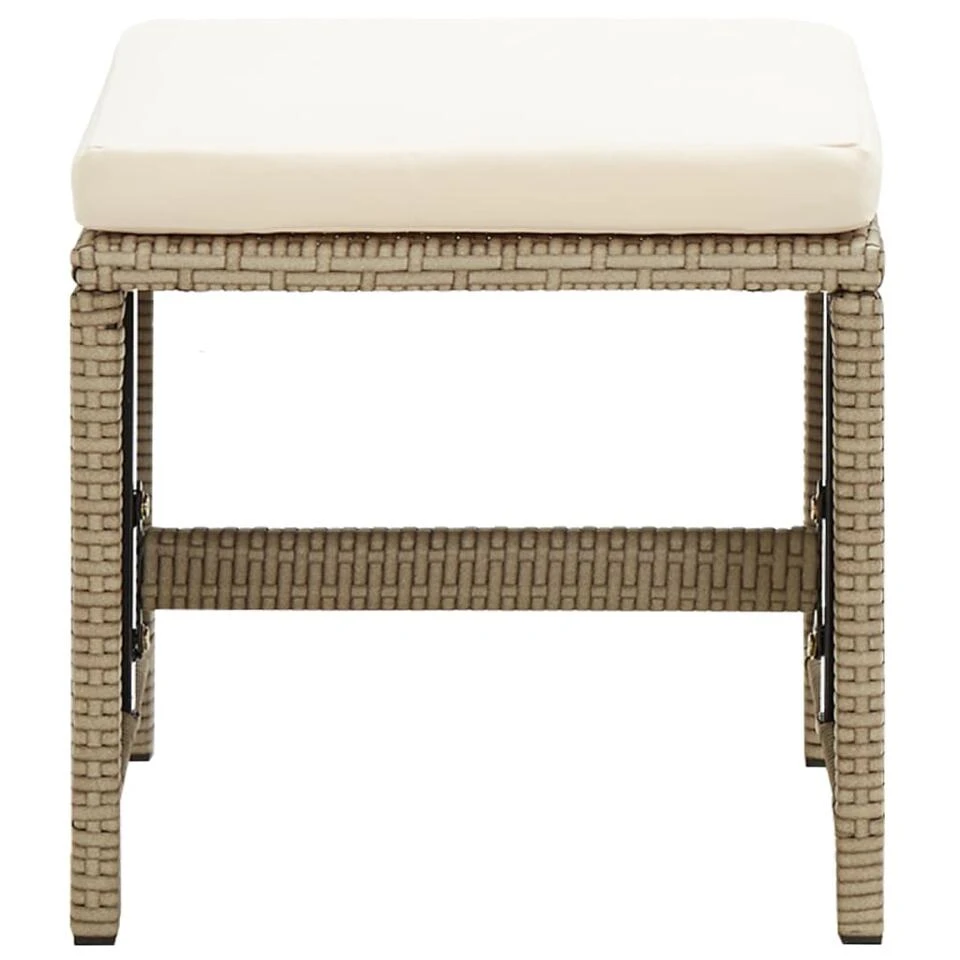 VidaXL Tuinkrukken 2 St Met Kussens Poly Rattan Beige - Image 4